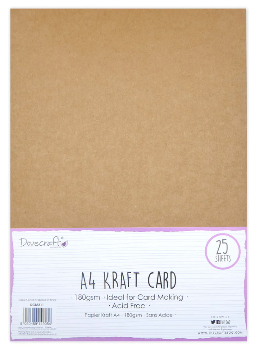 Dovecraft A4 Premium Card 180 gsm - Kraft - 25pk