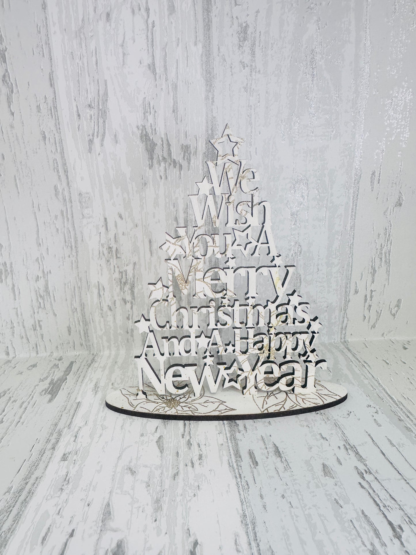 MDF - We wish you a merry Christmas and a happy new year tree - Small