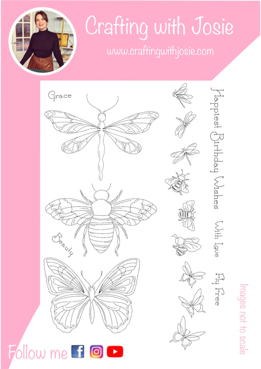 Crafting with Josie - Big Bugs and Sentiments Stamp Set