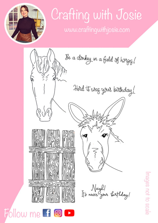 Crafting with Josie - On the Farm - Horse and donkey stamp set