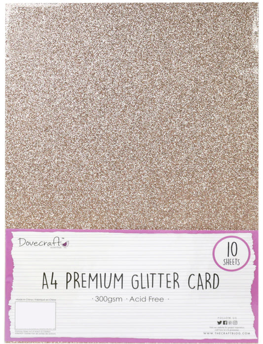 Dovecraft A4 Glitter Card Light Rose Gold 300gsm 10 Sheets