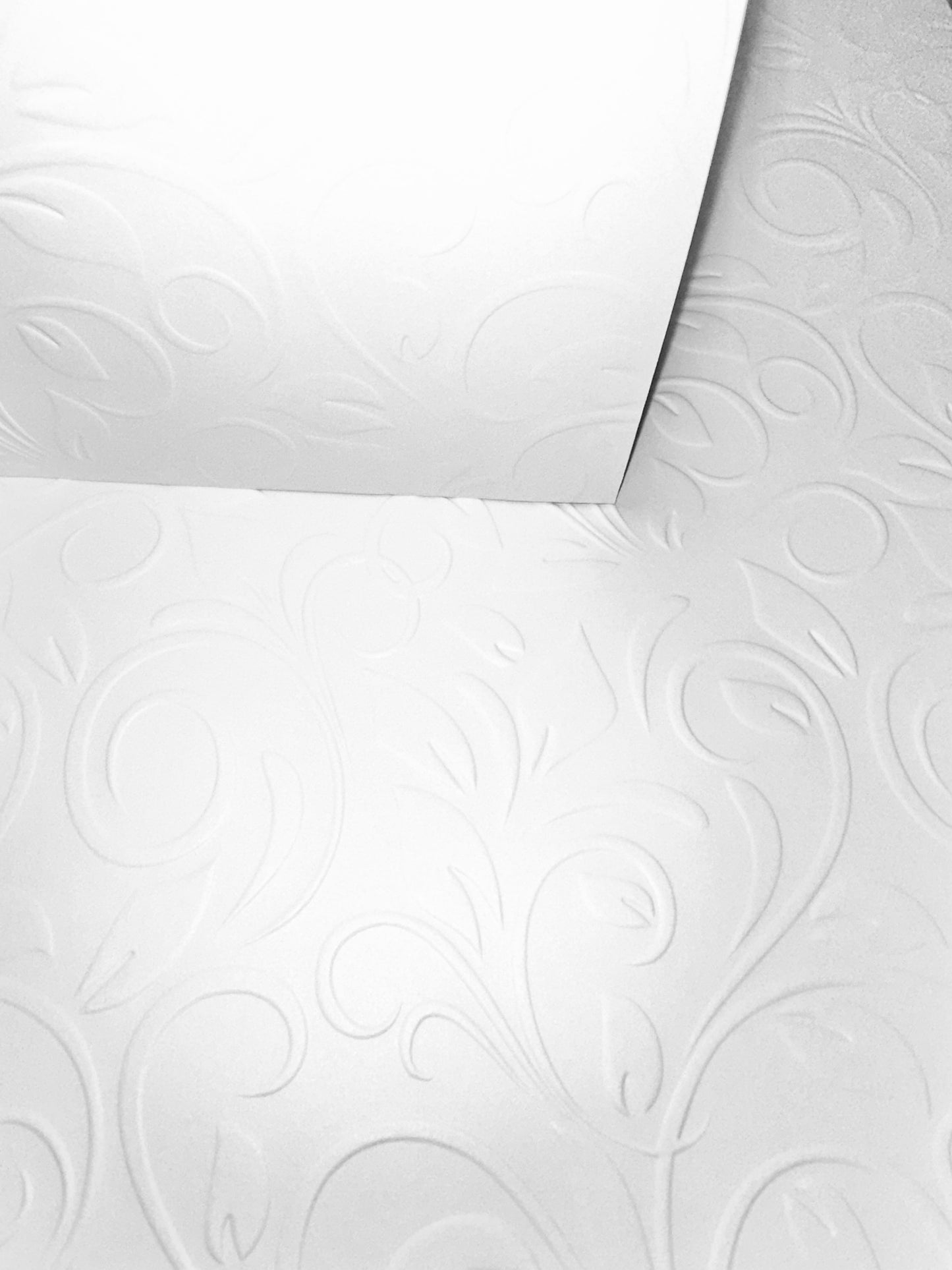 Crafting with Josie - 10 Sheets of A4 White embossed Leafy Swirl Print Card 250gsm