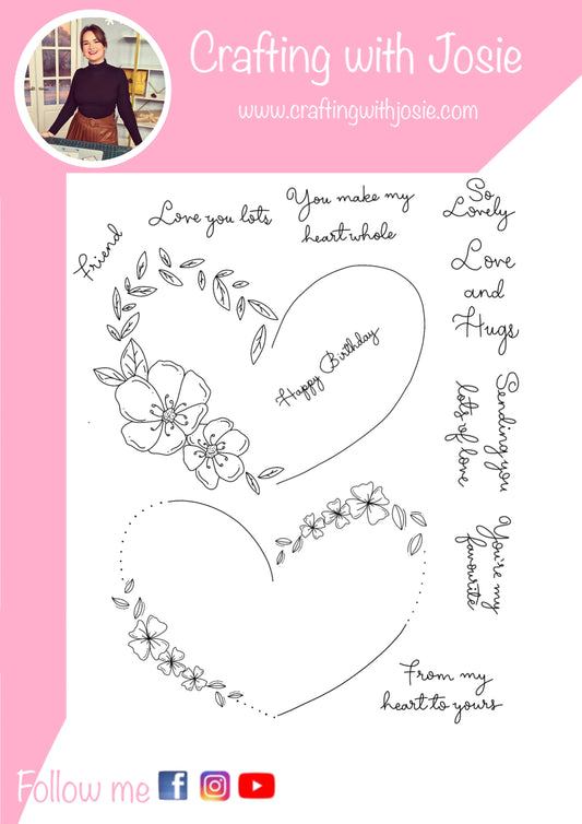 Crafting with Josie - Floral hearts and sentiments Stamp Set