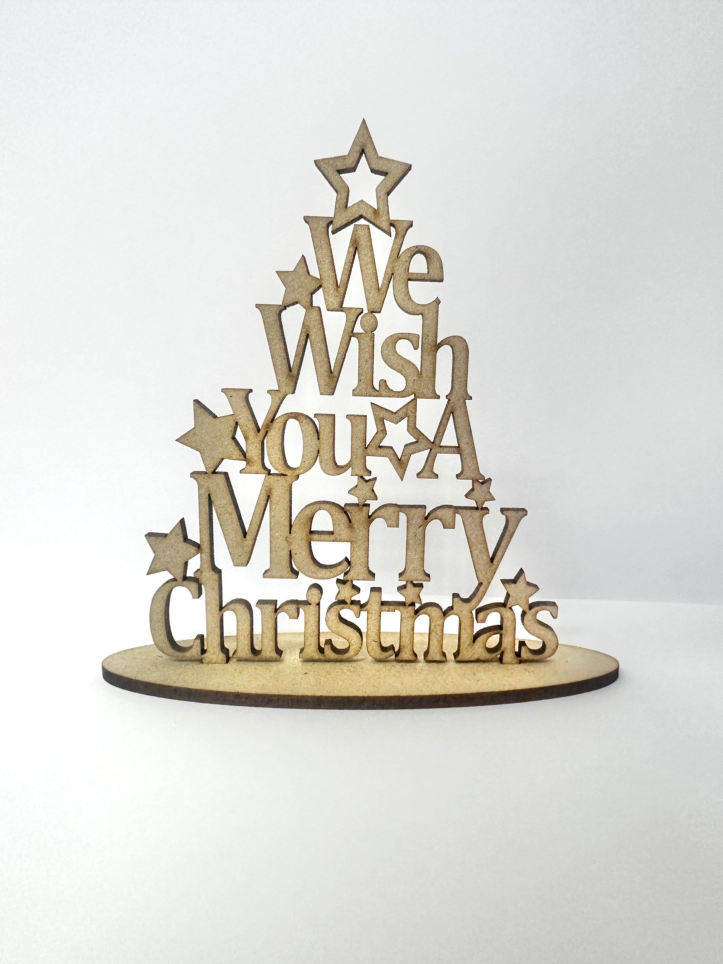 We wish you a merry Christmas tree on stand - MDF