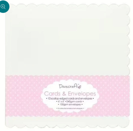 Dovecraft 10 Die Cut Scallop Edged 6x6 Cards & Envelopes