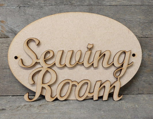 MDF - Sewing room oval plaque