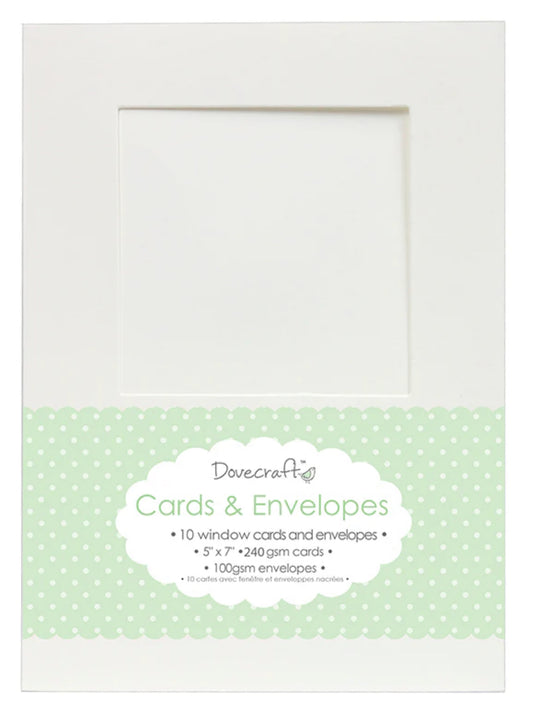 Dovecraft 10 Square Window 5x7 Cards & Envelopes