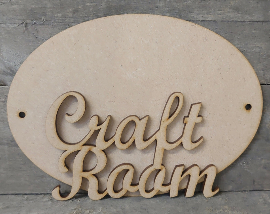 MDF - Craftroom on oval sign