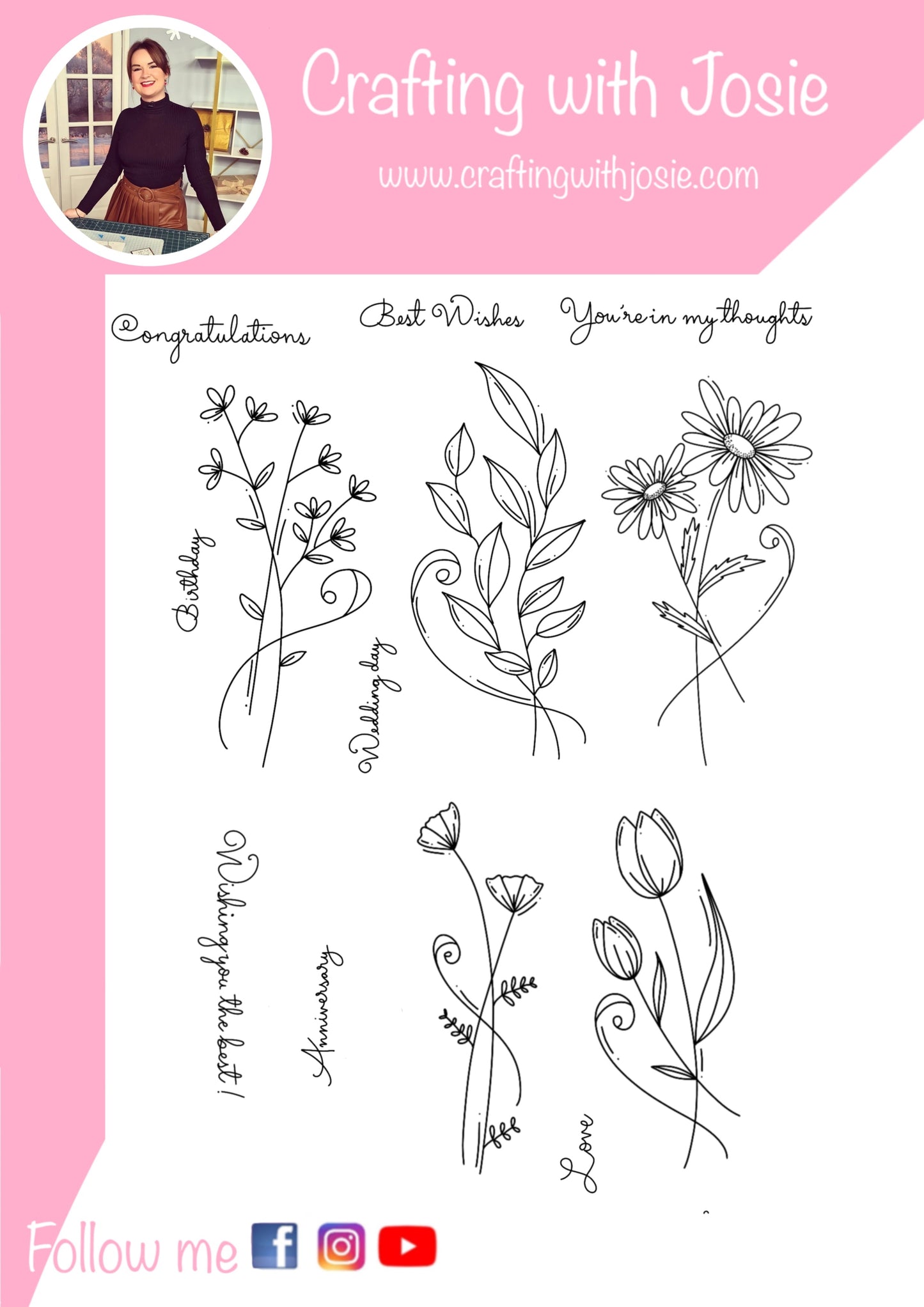 Crafting with Josie- Swirly flowers pt2 Stamp Set