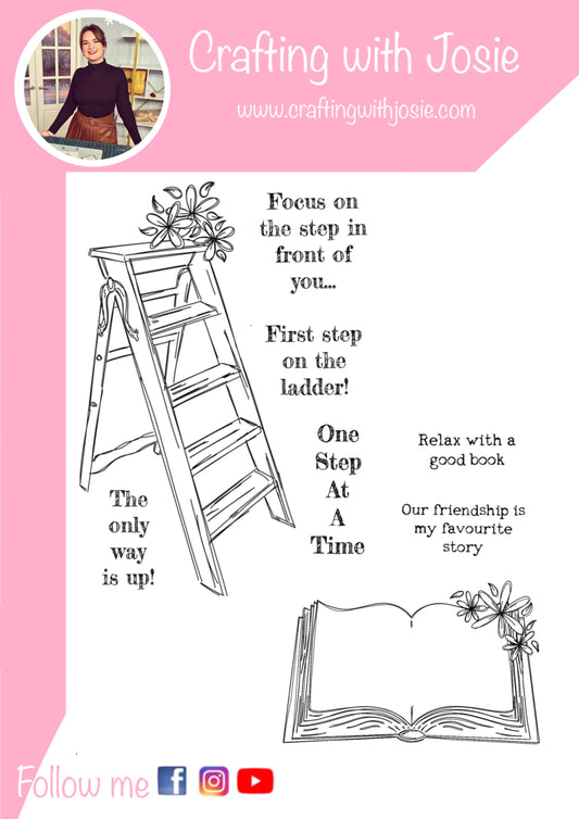 Crafting with Josie - Floral ladder and open book Stamp Set