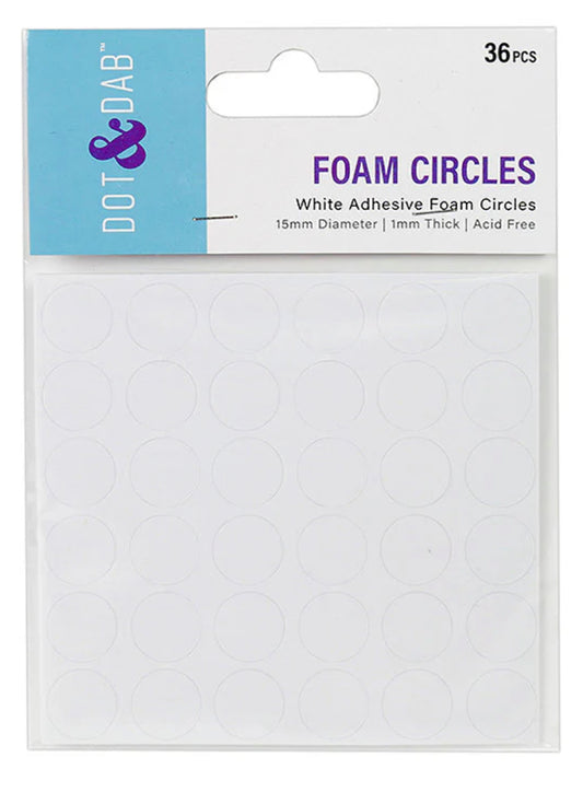 Dot & Dab Adhesive Foam Circles 1mm x 15mm diameter 36 Pieces