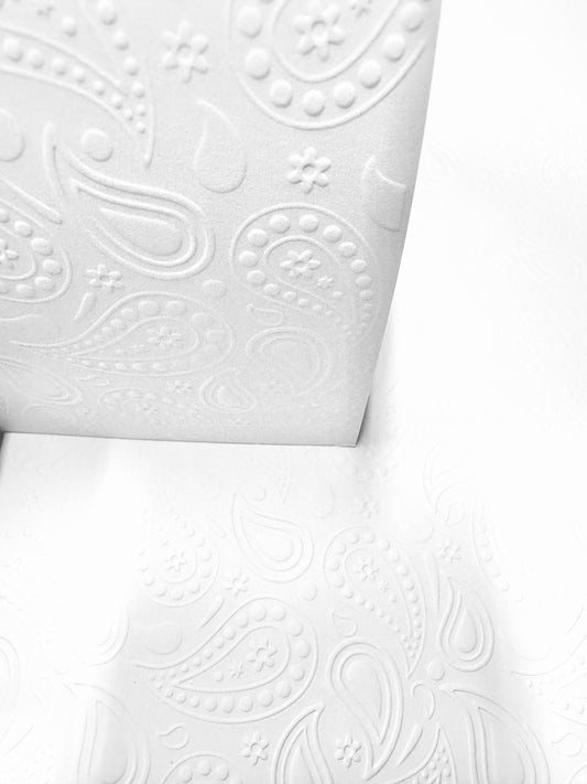 Crafting with Josie - 10 Sheets of A4 White embossed Paisley Print Card 250gsm