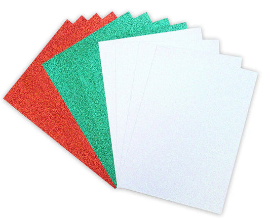 Dovecraft A5 Adhesive Glitter Christmas colours - 12 Sheets