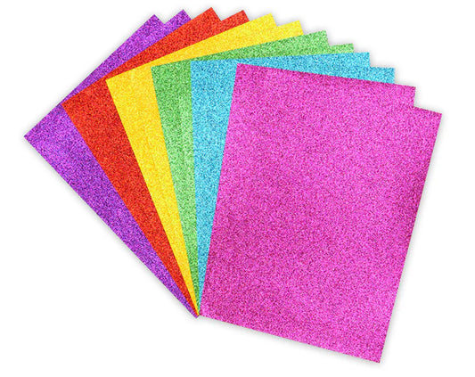 Dovecraft A5 Adhesive Glitter Sheets - Rainbow Bright - 12 Sheets